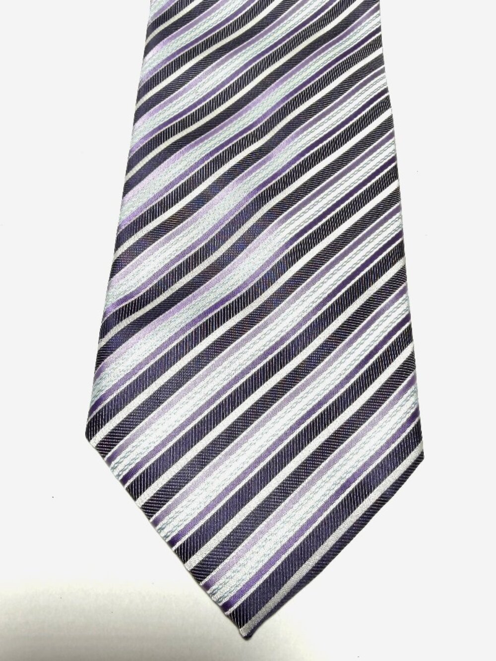 Alexander Julian Colours Striped Men’s Tie Navy Purple Silver
